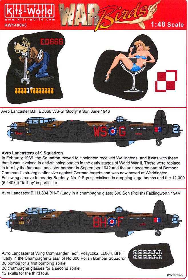 Kits World Decals 1/48 AVRO LANCASTER 9 Squadron & 300 Polish Squadron eBay